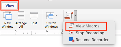 Viewing macros from the Ribbon