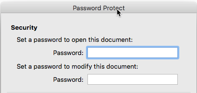 The password protect dialog box