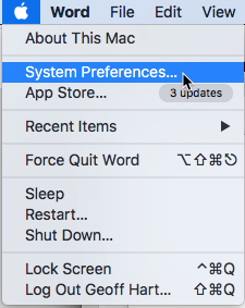 Apple menu system preferences