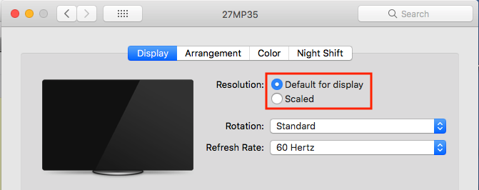 Display resolution and refresh rate