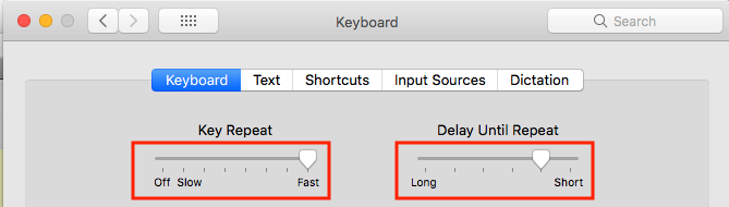 Keyboard repeat rate and delay