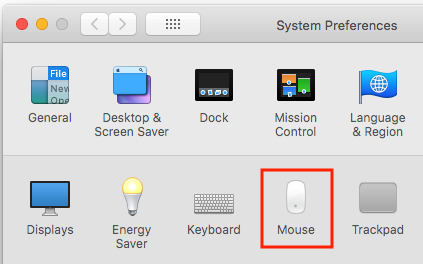 The mouse control panel