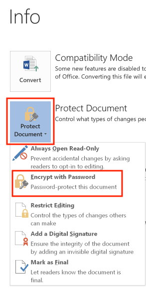 Protecting a document with encryption