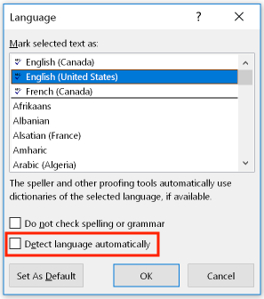 Detecting the language automatically