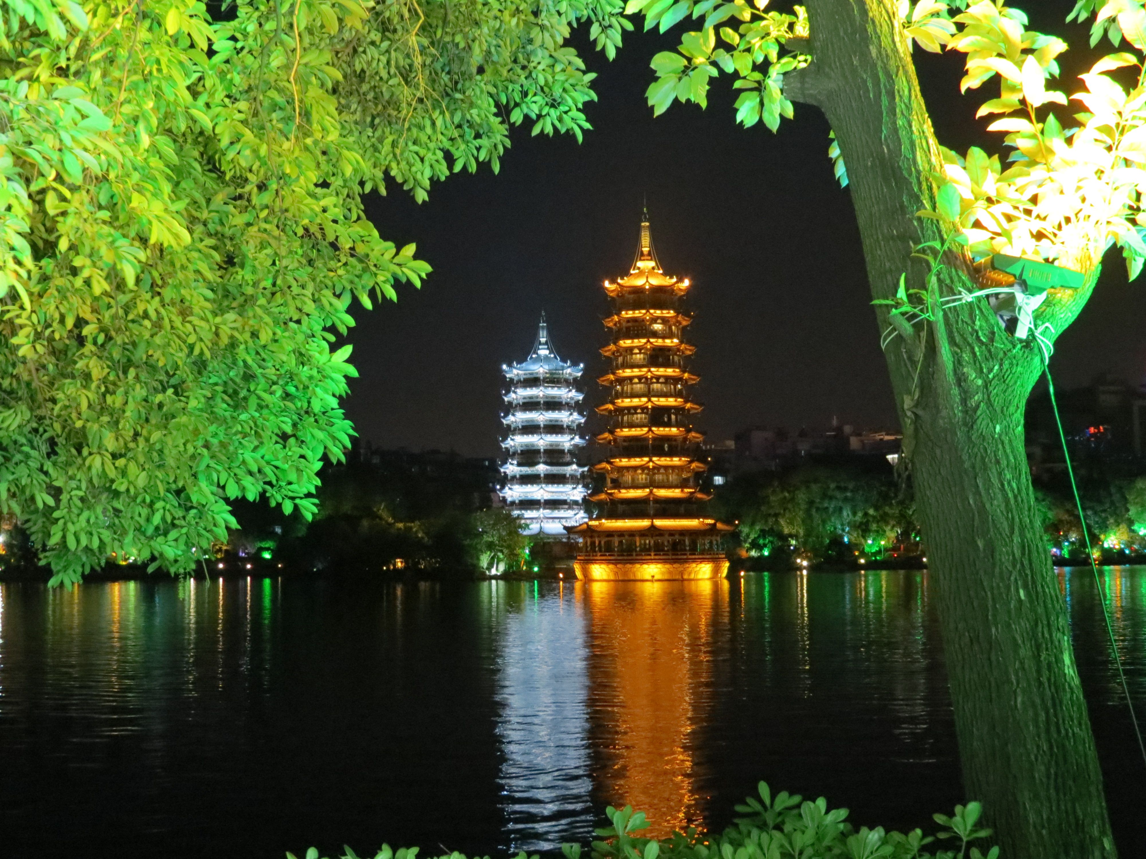 Guilin pagoda at night